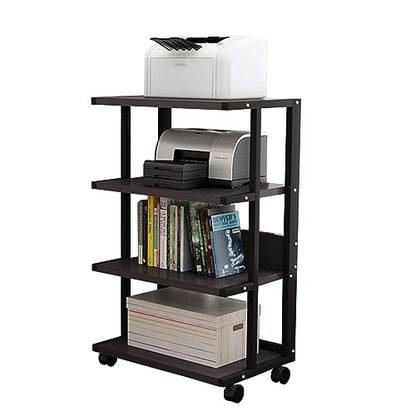 4-Tier AV Media Stand Gaming TV Cabinet and Stereo Rack Audio Tower with Height Adjustable Tempered Wood Stand (Color : Black, Size : 50x40x108cm) - color: Black