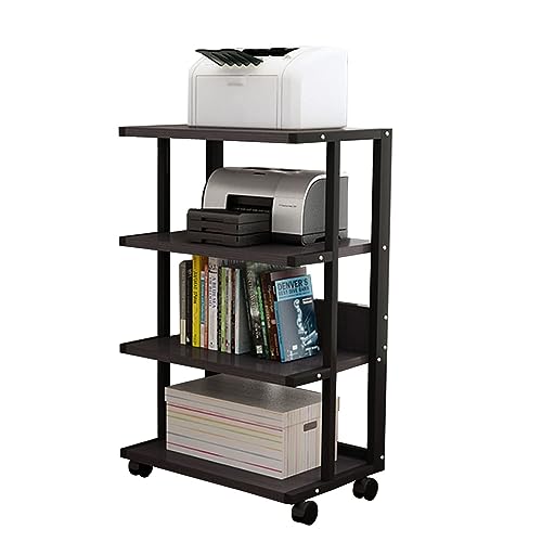 4-Tier AV Media Stand Gaming TV Cabinet and Stereo Rack Audio Tower with Height Adjustable Tempered Wood Stand (Color : Black, Size : 50x40x108cm) - color: Black