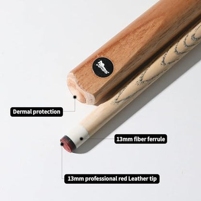 HMQQ 58" One Piece Pool Cue Stick with 13MM Leather Tip, Weight 20OZ Billiards Cue Stick, Pool Stick Set of 4/ Set of 6/ Set of 8 (Black&Natural Wood Color) - style: Wood Grain Color Set of 8