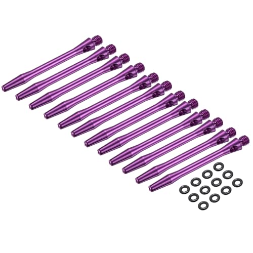PATIKIL Aluminum Dart Shafts, 2BA Dart Stems Replacement Accessories with Rubber Rings for Steel Tip - color: Purple, size: 45mm