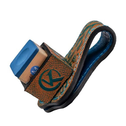 KONLLEN Leather Engraved Chalk Holder Magnetic Vegetable Tanned Leather Pool Cue Snooker Silent Billiard Accessories - color: 03VT Holder-Blue-Blue chalk