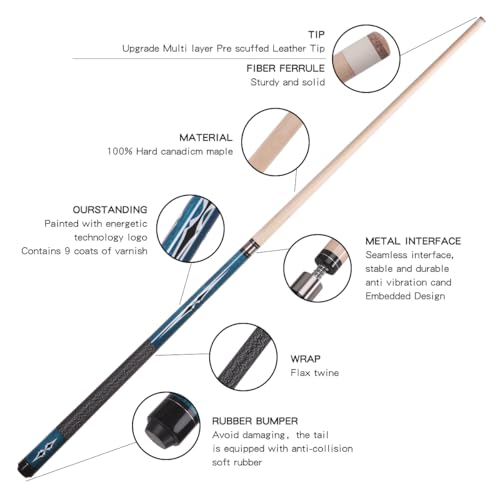 58 Inch 19oz/20oz Maple Billiard Stick Pool Cue Set 13mm Tip, Hardwood Canadian Maple Professional Billiard Pool Cue Stick - color: 19OZ With Case