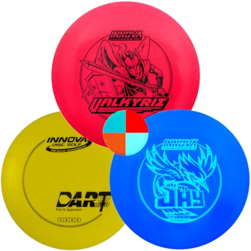 Innova Disc Golf DX 3 Disc Set | Driver, Midrange, Putter | Valkyrie, Jay, Dart + G3T Blank top mini