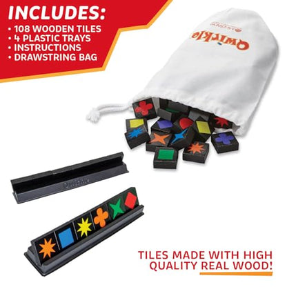 MindWare Qwirkle with Trays Board Game for Kids Ages 6+ Strategy Tile Game for Family Game Night 2-4 Players with 108 Wooden Tiles and 4 Trays - style: Qwirkle with Trays