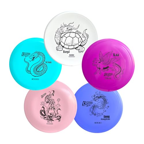 DISGO 5-Disc Disc Golf Starter Set – Driver, Mid-Range & Putter, for Great Outdoor Gift for Beginners, Family & Adults | Professional Disc | Colors May Vary (5 Pack) - color: Myth Series