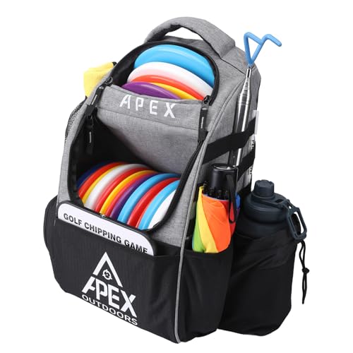 Disc Golf Bag, Large Disc Golf Backpack Holds Over 21 Discs, Durable & Lightweight with Multiple Storage Pockets - color: Grey