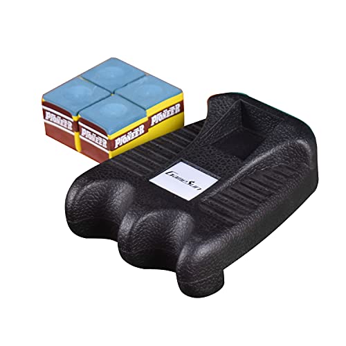 2 Holes Cue Holder, weighted pool cue holder with 4pcs chalks, cue sticks holder