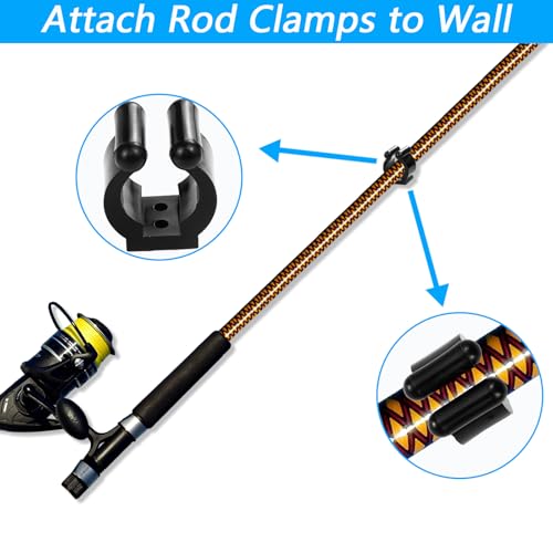 40 PCS Fishing Rod Clips, Wall Mounted Fishing Rod Holders, Billiards Snooker Cue Locating Clip Holder, for Fishing-Rods Billiards Cues Storage Rack - style: 40 PCS