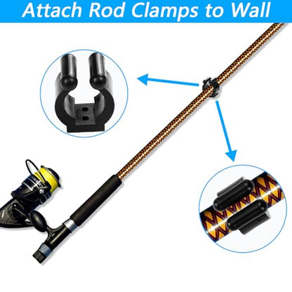 40 PCS Fishing Rod Clips, Wall Mounted Fishing Rod Holders, Billiards Snooker Cue Locating Clip Holder, for Fishing-Rods Billiards Cues Storage Rack - style: 40 PCS