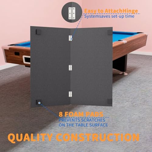 Ping Pong Table Topper for Pool Table,Foldable 8x4 FT Ping Pong Conversion Top with Net Set for Billiard Table w/Net & Foam Padding, Easy Conversion - color: Black