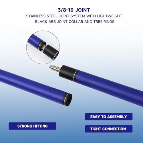 GSE Games & Sports Expert 58" 2-Piece Fiberglass Graphite Composite Billiard Pool Cue Sticks (Several Colors Available, Weight from 18oz, 19oz, 20oz, 21oz) - color: Matte Blue, style: 18oz