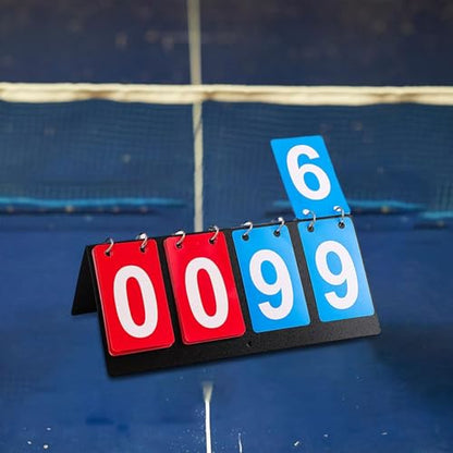 kowaku Sports Scoreboard 4 Digits Scorekeeper Tabletop Score Flipper Flip Number Score Board for Football Tennis Baseball Volleyball