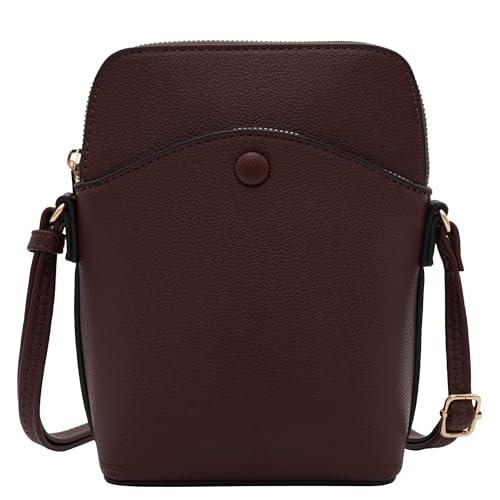 Solene Small Crossbody Bag with Gold Hardware, Mini Shoulder Purse with Adjustable Strap - color: Coffee