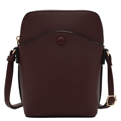 Solene Small Crossbody Bag with Gold Hardware, Mini Shoulder Purse with Adjustable Strap - color: Coffee