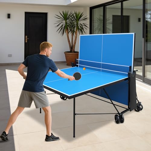 KL KLB Sports Outdoor Full Size Ping Pong Table with Waterproof Table Tennis Net Set, All Weather Aluminum Composite Panel, Tournament Quality for Outdoor & Indoor Uses
