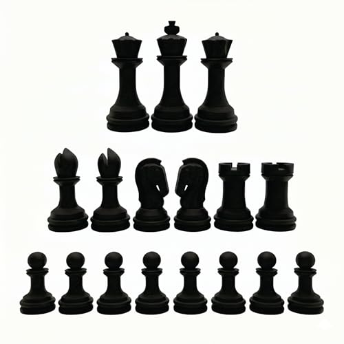 Staunton Chess Pieces Half Set, 17 Black Pieces, 3.75" King | Made in USA - color: Black