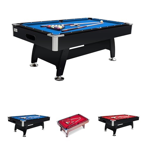 RACK Draco 7-Foot Tournament Billiard/Pool Table – Professional Competition Game Table - color: Blue Felt with Black Body