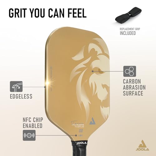 JOOLA Ben Johns Hyperion Pickleball Paddle - Select Raw Carbon Surface or Carbon Abrasion Surface for Increased Power and Spin - Elongated Grip Handle - Carbon Fiber Pickleball Paddle - USAP Approved - color: Magnus | CAS | 14mm