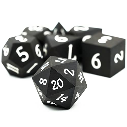 Wood DND Dice Set, 7PCS Black Polyhedral Dice Set for D&D Role Playing Games, d and d Gifts (Ebony Wood) - color: Ebony Wood