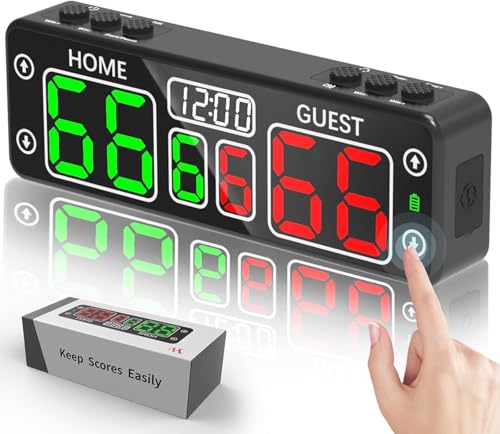 YZ LED Digital Scoreboard with Timer, Rechargeable Electronic Score Keeper, Portable Mini Scoreboard for Cornhole, Pickleball, Basketball, Volleyball,Ping Pong, Backyard Games& Family Game Night