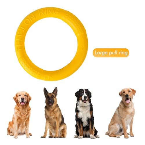 Outdoor Fitness Dog Training Ring, Floating Traction Toy Round Dog Pull Ring Interactive Game Tool, Suitable for Medium and Large Dogs (Yellow, Large) - size: Large