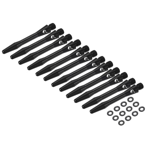 PATIKIL Aluminum Dart Shafts, 2BA Dart Stems Replacement Accessories with Rubber Rings for Steel Tip - color: Black, size: 35mm