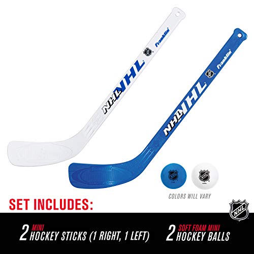 Franklin Sports NHL Mini Hockey Stick and Ball Set - Kids Indoor Knee Hockey Game Set - Includes 2 Mini Sticks and 2 Foam Balls