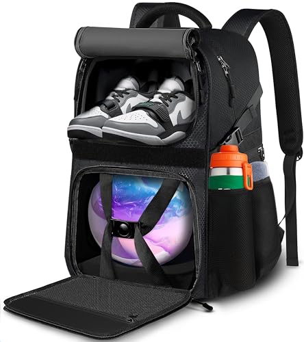 LOINTET Bowling Ball Bag, Single Bowling Backpack with Shoe Totes Bag Up to Size 16, Padded Ball Holder Bag, Accessories Gifts for Lovers/Player, Black - color: Black