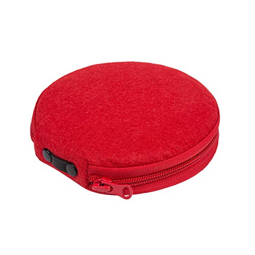 ELEZAY Small CD Case Round Felt 20 Capacity CDs Storage Wallet DVD Disc Holder Compact,Red - color: C-Red