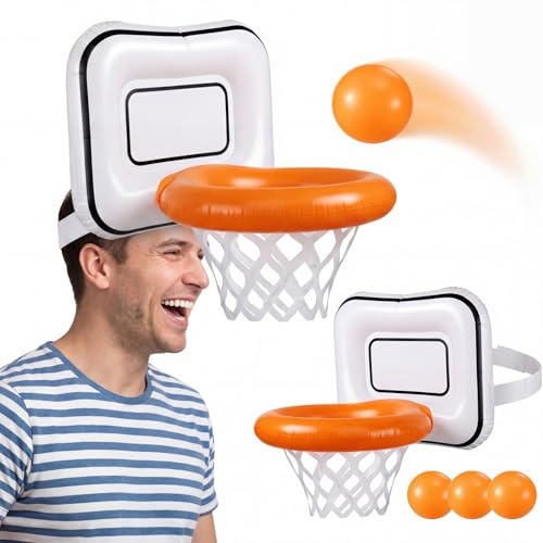 Civaner Inflatable Basketball Hoop Hat Game Head-Mounted Toss for Kids Adults Basketball Themed Carnivals Birthdays Party Supplies Outdoor Activities