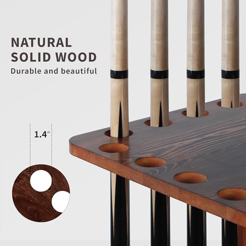 360° Rotating Natural Wood Pool Stick Holder, Floor Stand Billiard Cue Rack, Holds 16 Cues, Storage Organizer for Billiard Room, Easy to Install, Square Base, Billiard Equipment Gift for Men - size: Rotating 16-Rod