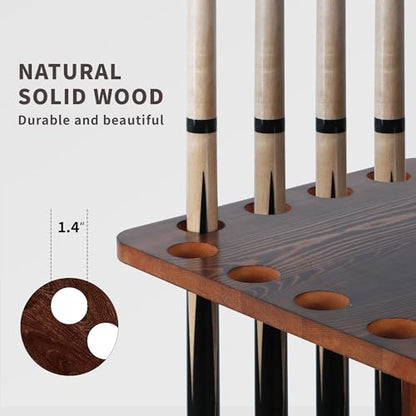 360° Rotating Natural Wood Pool Stick Holder, Floor Stand Billiard Cue Rack, Holds 16 Cues, Storage Organizer for Billiard Room, Easy to Install, Square Base, Billiard Equipment Gift for Men - size: Rotating 16-Rod
