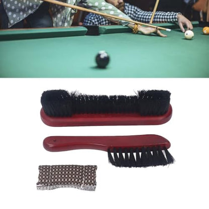 Wooden Billiards Pool Table Brush Set - Wood Handle Rail & Felt Cleaner with Soft Nylon Burshes for Home, Bar & Game Rooms - color: Red