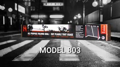 Mylec PVC Junior Hockey Folding Goal for Indoor + Outdoor (54 x 44 Inches), Lightweight & Portable, Sleeve Netting System (Red, 15 Pounds)