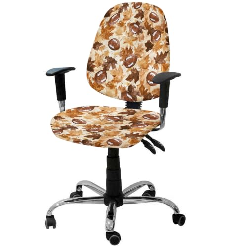 Savannan Office Chair Cover, Thanksgiving Autumn Maple Leaf Protective Stretch Elastic Universal Cover for Desk Task Chair,Computer Rotating Chair 1 Pcs Watercolor Rugby