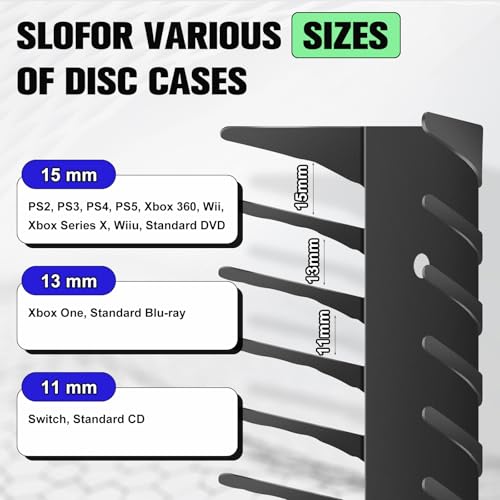 Taladad 4-Pack Wall Mount DVD Holder, Heavy-Duty Metal Floating Video Game Storage Rack Holds 76 Games, Organizer for PS5, PS4, Xbox, Switch Game Cases CD Holder, DVD Shelf