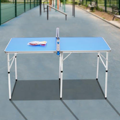 Portable Ping Pong Tables Set, Foldable Table Tennis Table with Net, 2 Paddles & 3 Balls, Multi-Use Free Standing Ping Pong Table for Indoor/Outdoor and Professional Practice Training for Adults/Teens