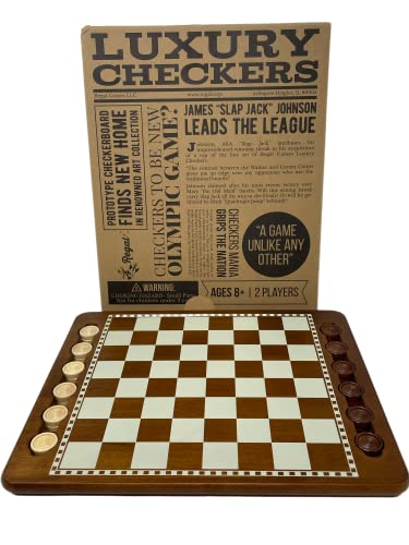 Regal Games Luxury Checkers Board Game for Adults & Kids - Classic Wooden Board Game Set with 24 Checkers Pieces - Travel and Portable Table Games (Ages 8+)