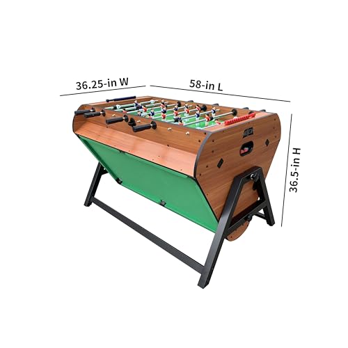 KICK Triplex 55″ Telescopic Rods 3-in-1 Swivel Multi Game Table – Foosball, Pool/Billiards & Air Hockey - color: Brown