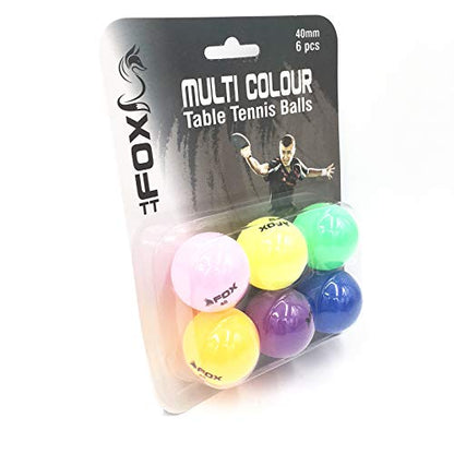Fox TT Coloured Table Tennis Balls (Pack of 6) - Multi-Colour