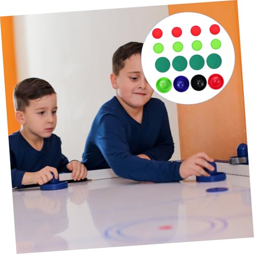 Mikinona Plastic Air Hockey Pushers and Pucks Replacement Accessories for Table Game Ergonomic Design with Felt Bottom for Smooth Glide High Impact Resistant Parts in Blue Black Red and