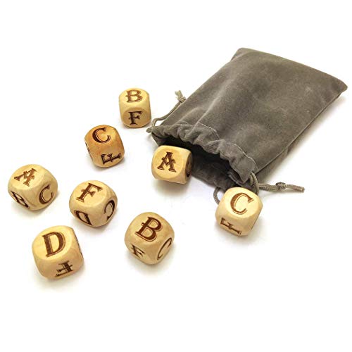 Creative Game Dice Set (8Pcs Identical Dices), 20MM Six Sided Square Wooden English Letter Pattern Rolling Dices for Party Gaming Favors - size: 8PCS(M1)