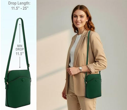 Solene Small Crossbody Bag with Gold Hardware, Mini Shoulder Purse with Adjustable Strap - color: Kelly Green
