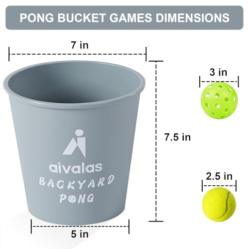 Aivalas Yard Pong Outdoor Games, Giant Yard Games Set with 12 Buckets and Balls for Adults and Family, Toss Game Throwing Games for Beach, Camping, Lawn and Backyard - color: Gray