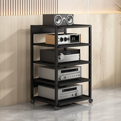 Modern 3-Tier Corner Stand Cabinet for AV & Game Consoles, Stylish Wooden Storage Shelves, Entertainment Center CD Rack, Perfect for Video Content Organization - color: A, size: 5 Tier-50x40x90cm