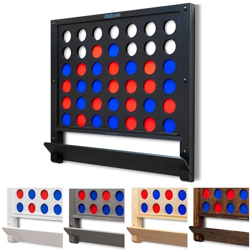 GoSports Wall Mounted Giant 4 in a Row - Jumbo Four in a Row with Coins - Black - color: Black