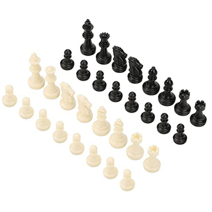 Tournament Chess Set 32 Black & White Pieces 1.93Inch 49mm Tall Standard Replacement Plastic Chessmen Without Checkerboard