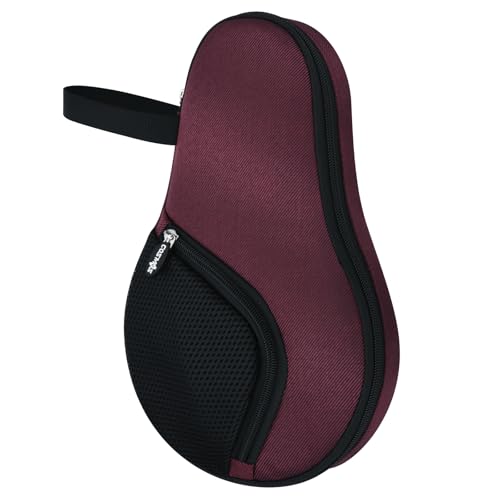 Cosmos Table Tennis Paddle Bag Paddles Case Cover Waterproof Ping Pong Racket Bat Storage Case Holder with Ping Pong Ball Mesh Storage Pocket Organizer, Fits 2 Paddles - color: Burgundy