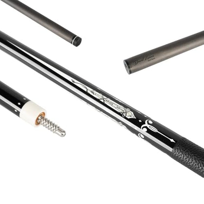 Carbon Fiber Pool Cue 58" 2-Piece Cue Stick Professional Cue Carbon Technology Low Deflection Billiard Cues（Weight can be Adjusted） - color: Phantom-leather grip, size: 12.5mm