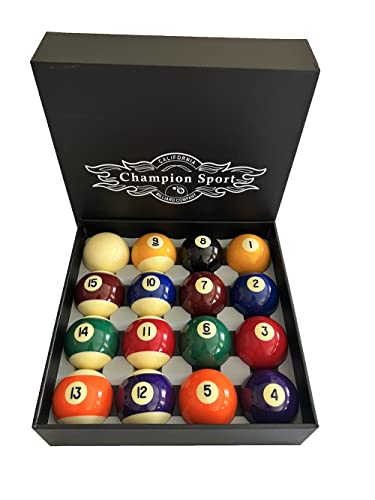 Champion Deluxe 2-1/4" Billiard Pool Ball Set Complete 16 Ball Set (Several Style Available) - color: Premium Pool Balls Set